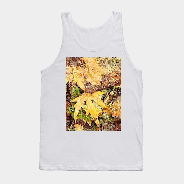 Fallen leaves floating in the river, 2, (Set of 3), fall, autumn, xmas, holiday, nature, forest, trees, winter, color, flowers, orange, art, botanical, leaves, leaf, floral, wet, rain, water, holidays, digital, spring, aqua, graphic-design, christmas Tank Top by PrintedDreams